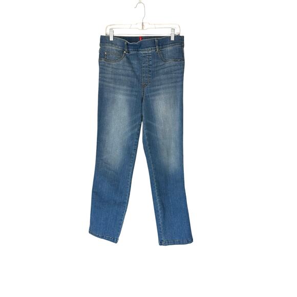 SPANX Denim - Spanx Medium Wash Pull On Slimming Straight Leg Stretch Denim Jeans Size Large